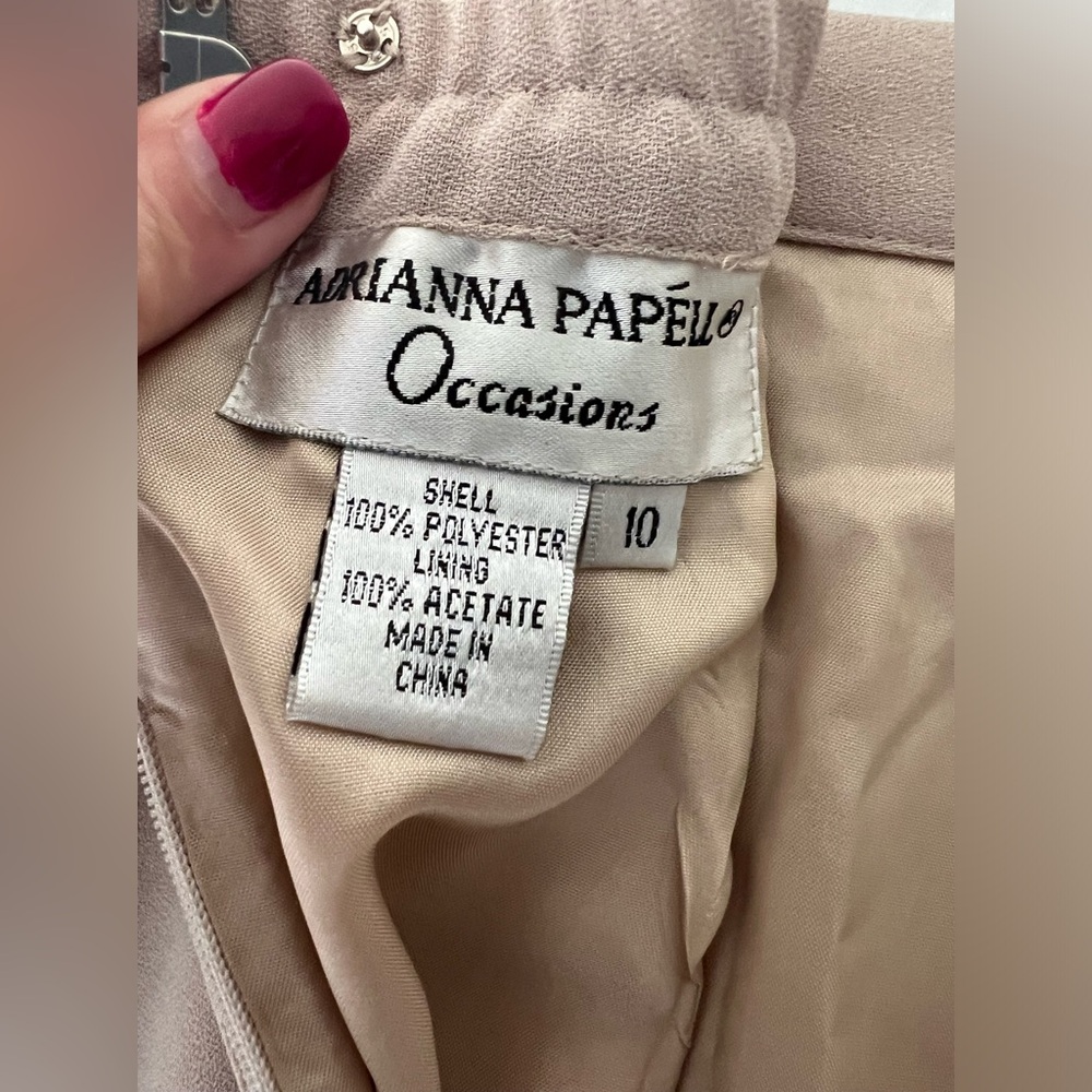 Adriana Papell Occasions Full Length Evening Maxi Pencil Split Skirt Tan Size 10 - Picture 6 of 10